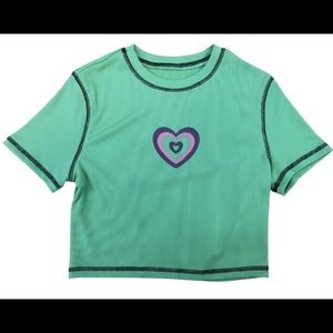 Y2k heart ribbed tshirt